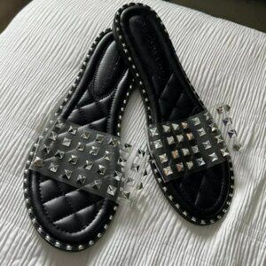 Bamboo Stud Clear Strap Sandals